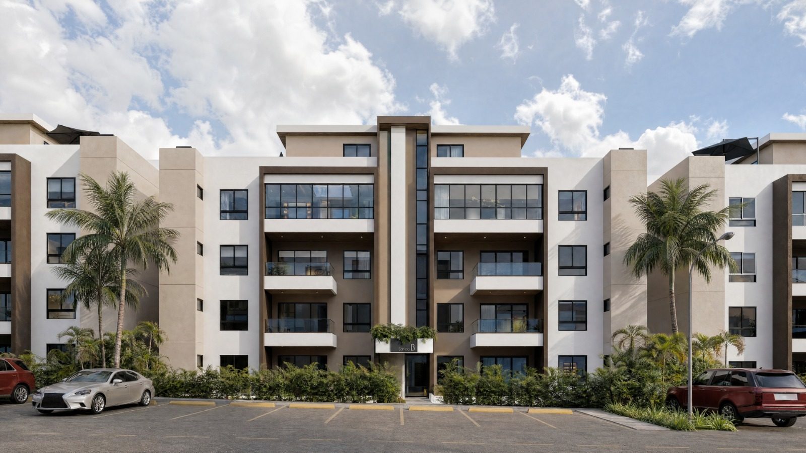 Fachada de uno de los bloques de Amantina Residences