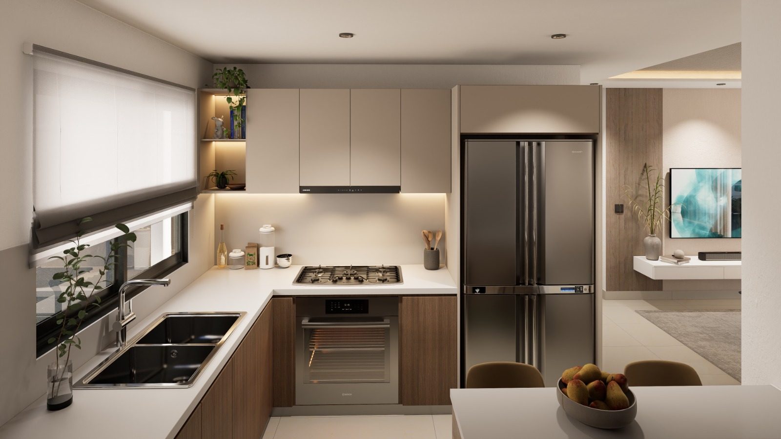 Cocina moderna de un apartamento en Amantina Residences